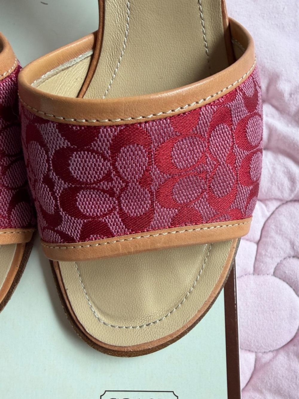 Coach Rose Signature Slide Mules with Tan Trim - Picture 5 of 11